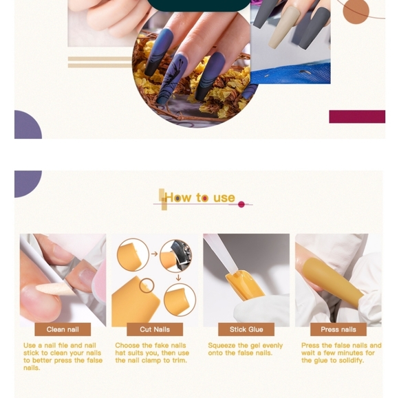 500 pcs Long press on nails matte set with glue - Picture 6 of 7